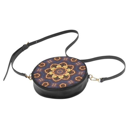 Sunset Flower (black) Round Sling Bag (Model 1647)