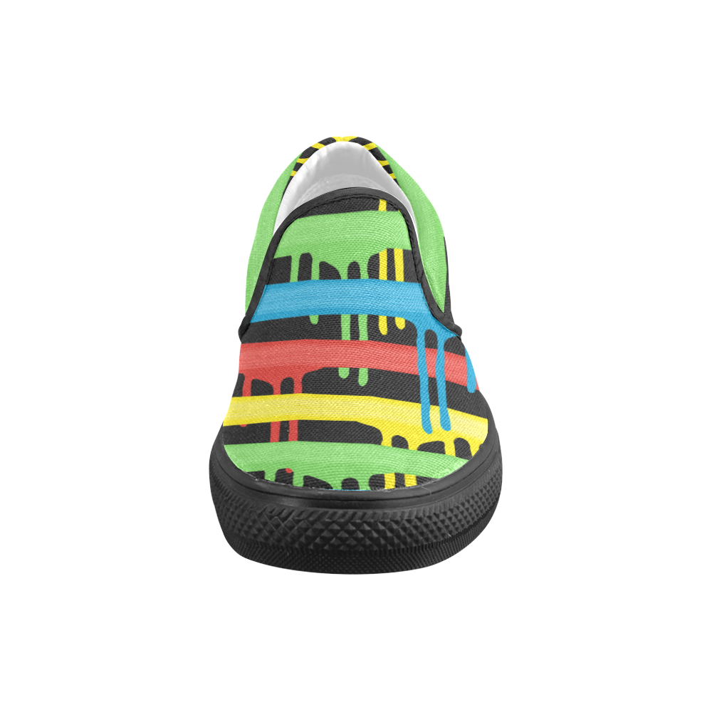 Colorful Rainbow Strokes of the Brush Men's Unusual Slip-on Canvas Shoes (Model 019)