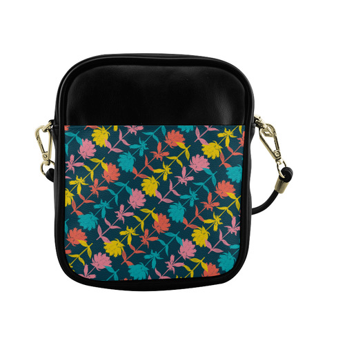 Colorful Floral Pattern Sling Bag (Model 1627)