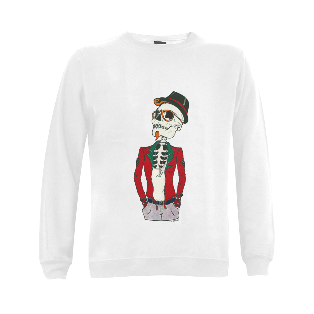 Esqueleto hipster. Gildan Crewneck Sweatshirt(NEW) (Model H01)