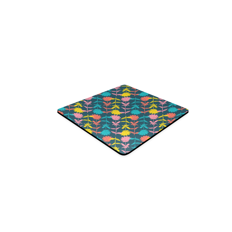 Colorful Floral Pattern Square Coaster