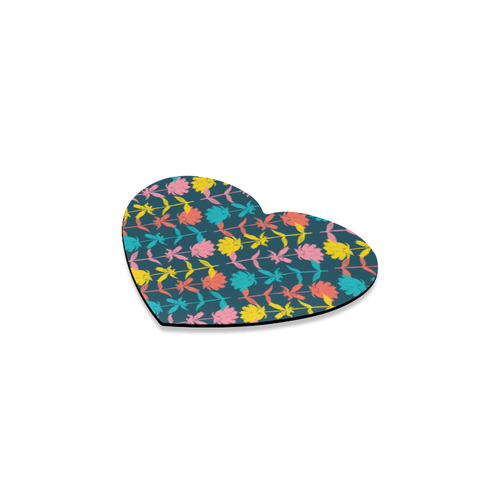 Colorful Floral Pattern Heart Coaster