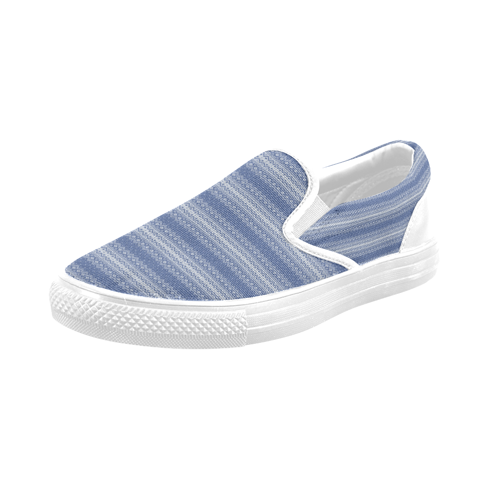 Knittet Stripes Design Men's Slip-on Canvas Shoes (Model 019)
