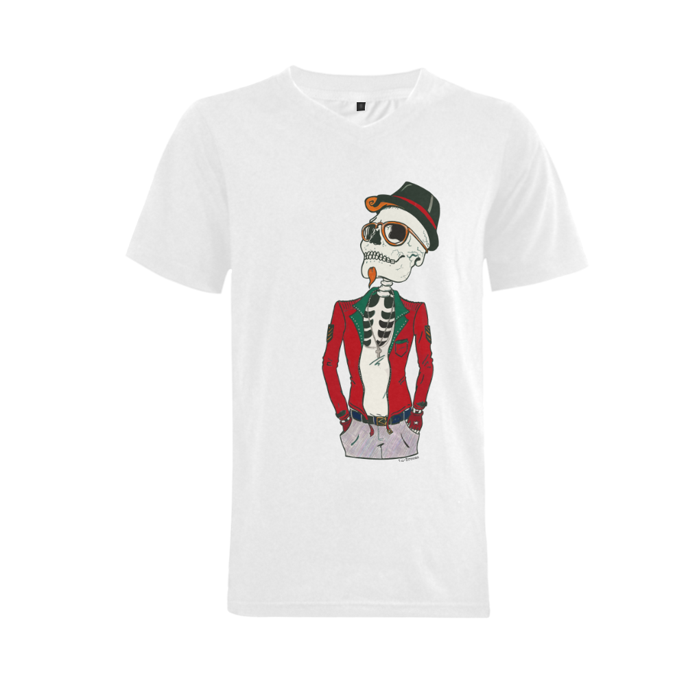 Esqueleto hipster. Men's V-Neck T-shirt  Big Size(USA Size) (Model T10)