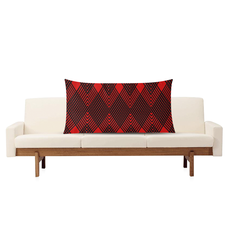 Red and black geometric  pattern,  with rombs. Rectangle Pillow Case 20"x36"(Twin Sides)