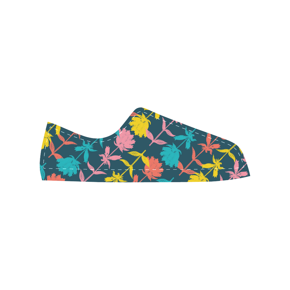 Colorful Floral Pattern Men's Classic Canvas Shoes/Large Size (Model 018)