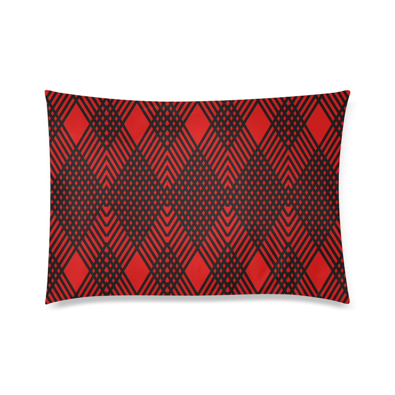 Red and black geometric  pattern,  with rombs. Custom Zippered Pillow Case 20"x30" (one side)