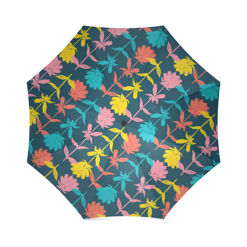Colorful Floral Pattern Foldable Umbrella (Model U01)