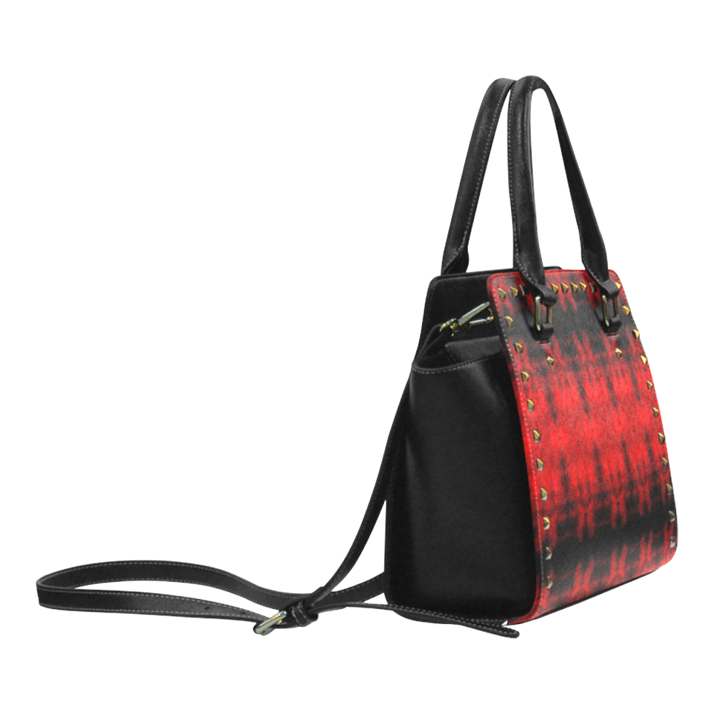 Red Black Gothic Pattern Rivet Shoulder Handbag (Model 1645)