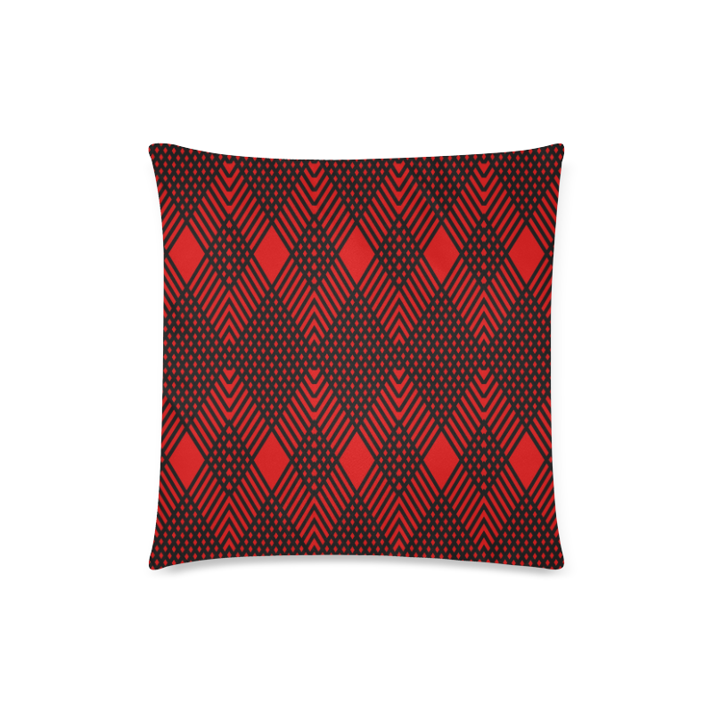 Red and black geometric  pattern,  with rombs. Custom Zippered Pillow Case 18"x18"(Twin Sides)