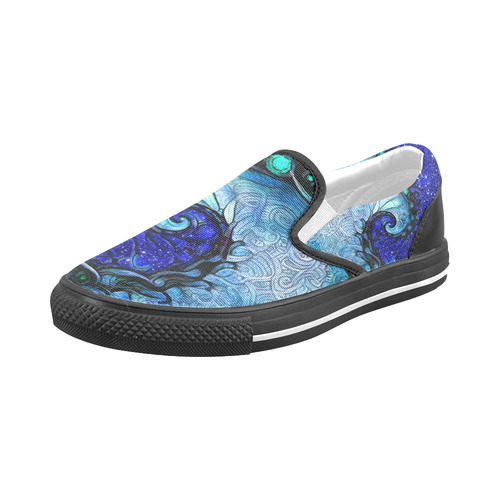 Scorpio Spiral Canvas Slip-ons for Men -- Nocturne of Scorpio Fractal Astrology Men's Slip-on Canvas Shoes (Model 019)