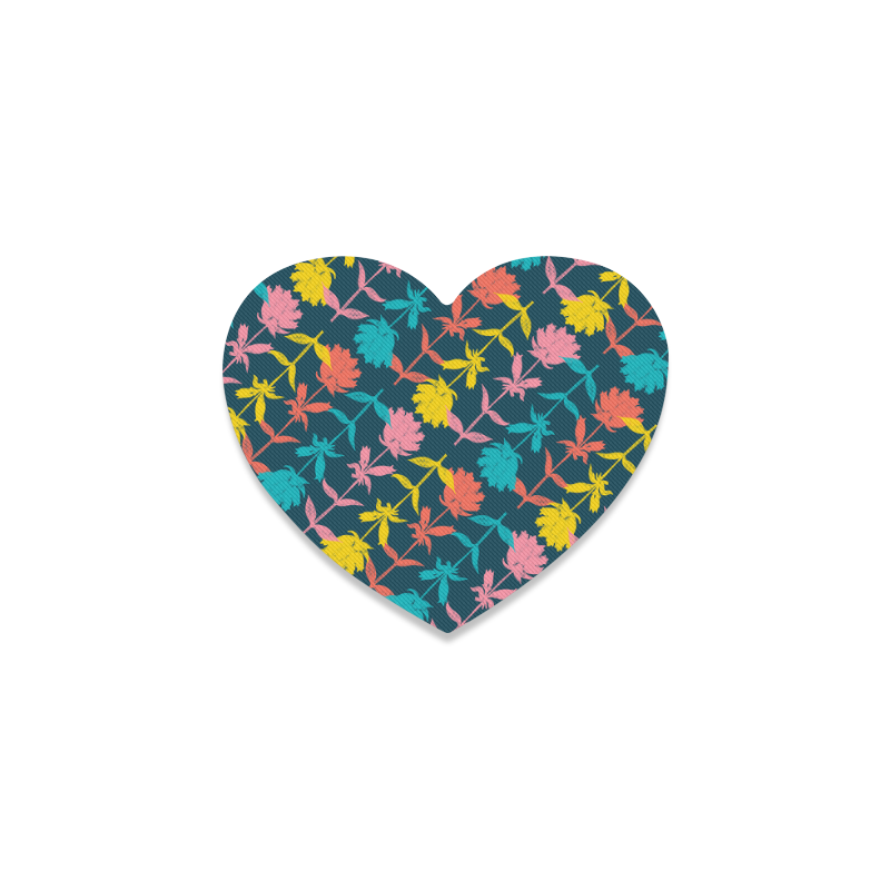 Colorful Floral Pattern Heart Coaster