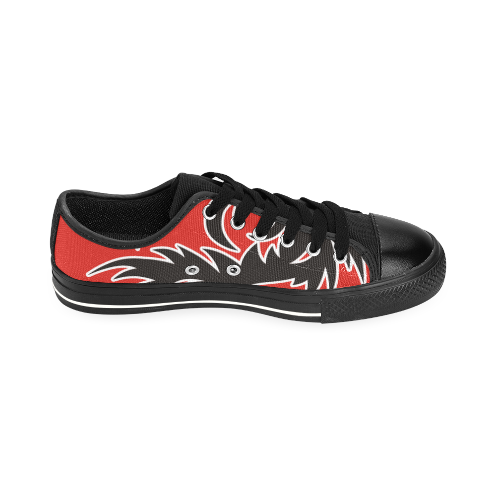 Sun Dragon with Pearl - black Red White Men's Classic Canvas Shoes/Large Size (Model 018)