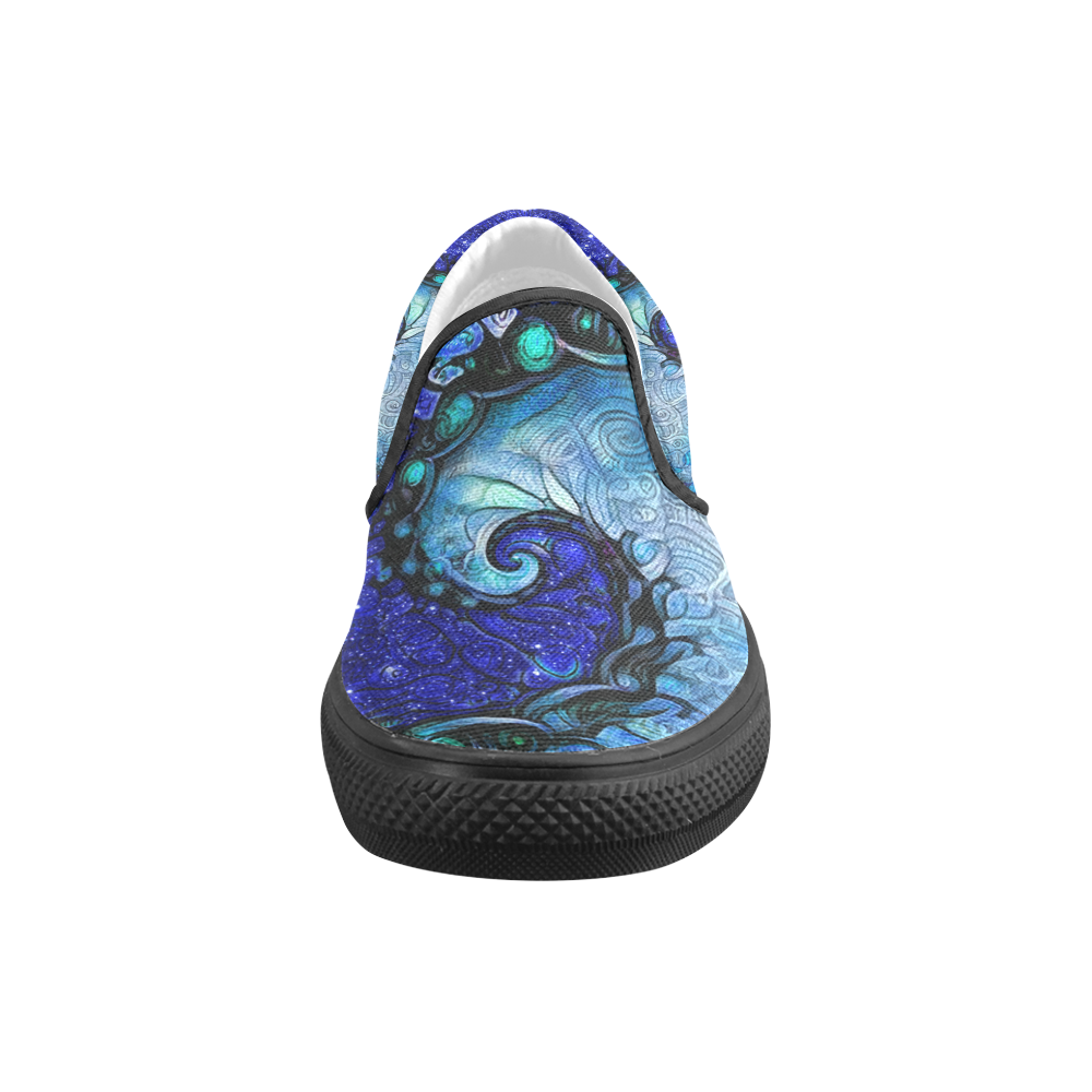 Scorpio Spiral Canvas Slip-ons for Men -- Nocturne of Scorpio Fractal Astrology Men's Slip-on Canvas Shoes (Model 019)