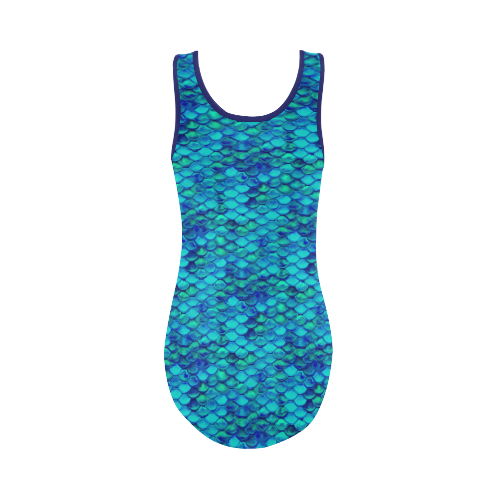 Green Mermaid Skin Pattern Vest One Piece Swimsuit (Model S04)