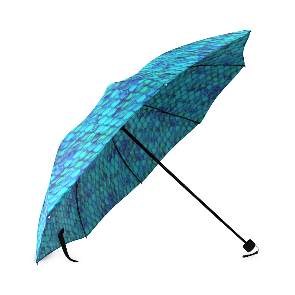Green Mermaid Tale Pattern Foldable Umbrella (Model U01)