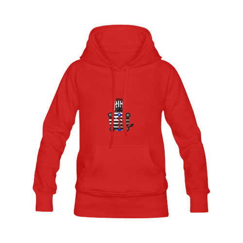 Cute Critters With Heart: Zebra with Zipper - Red Women's Classic Hoodies (Model H07)