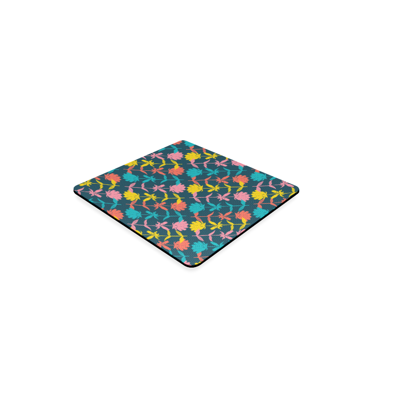 Colorful Floral Pattern Square Coaster