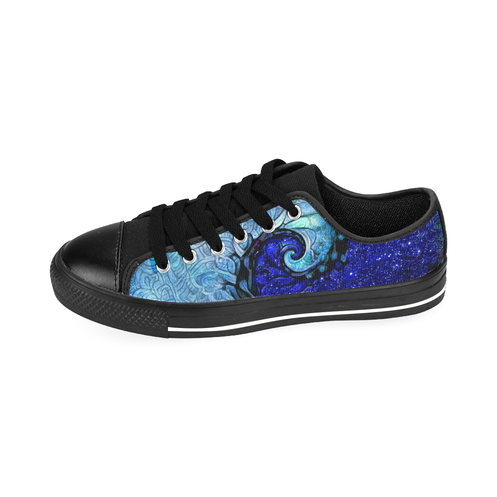 Scorpio Spiral Black Canvas Shoes for Men -- Nocturne of Scorpio Fractal Astrology Men's Classic Canvas Shoes/Large Size (Model 018)
