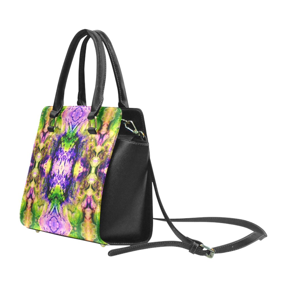 Green,Purple Yellow ,Goa Pattern Classic Shoulder Handbag (Model 1653)