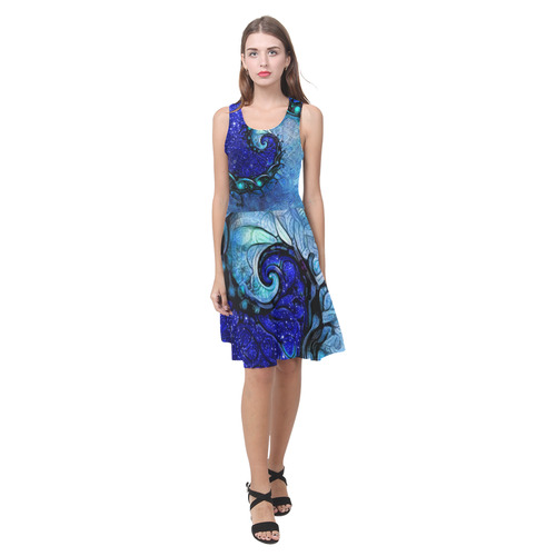 Scorpio Spiral Sun Dress -- Nocturne of Scorpio Fractal Astrology Atalanta Casual Sundress(Model D04)