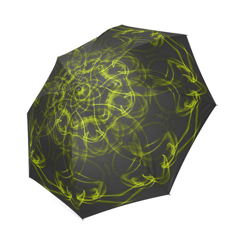 yellow swirl black umbrella Foldable Umbrella (Model U01)