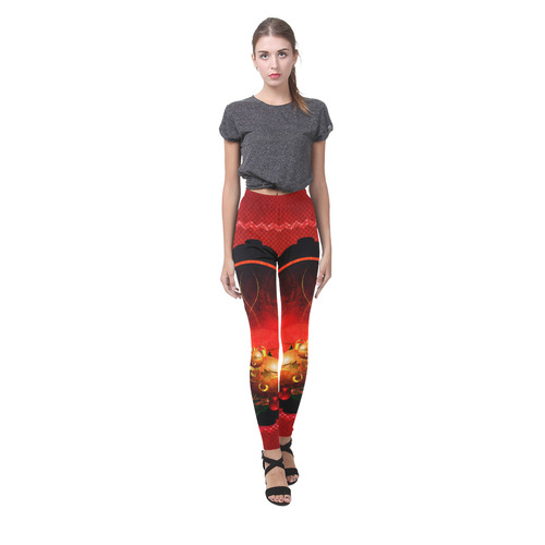 Christmas, christmas balls and candle Cassandra Women's Leggings (Model L01)