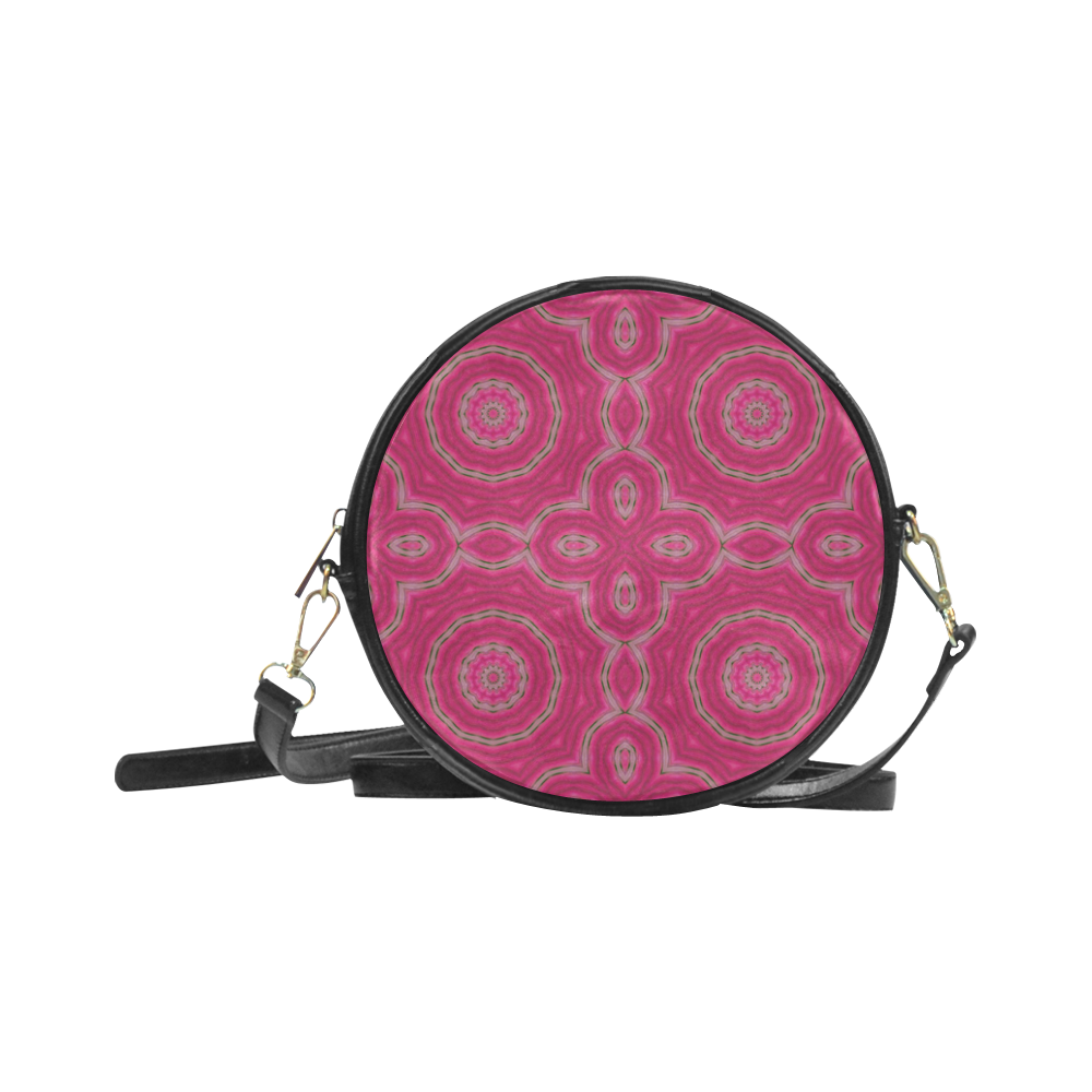 Pink Circles & Ovals Round Sling Bag (Model 1647)