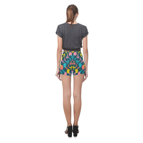 Colorful Floral Pattern Briseis Skinny Shorts (Model L04)
