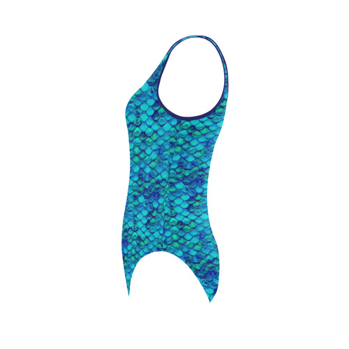 Green Mermaid Skin Pattern Vest One Piece Swimsuit (Model S04)