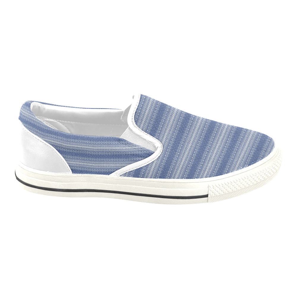 Knittet Stripes Design Men's Unusual Slip-on Canvas Shoes (Model 019)