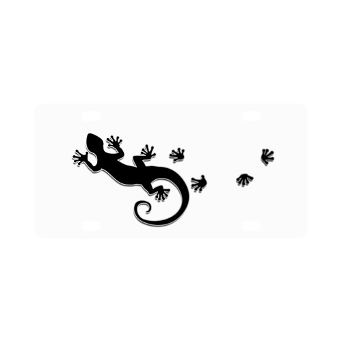 RUNNING GECKO with footsteps black Classic License Plate