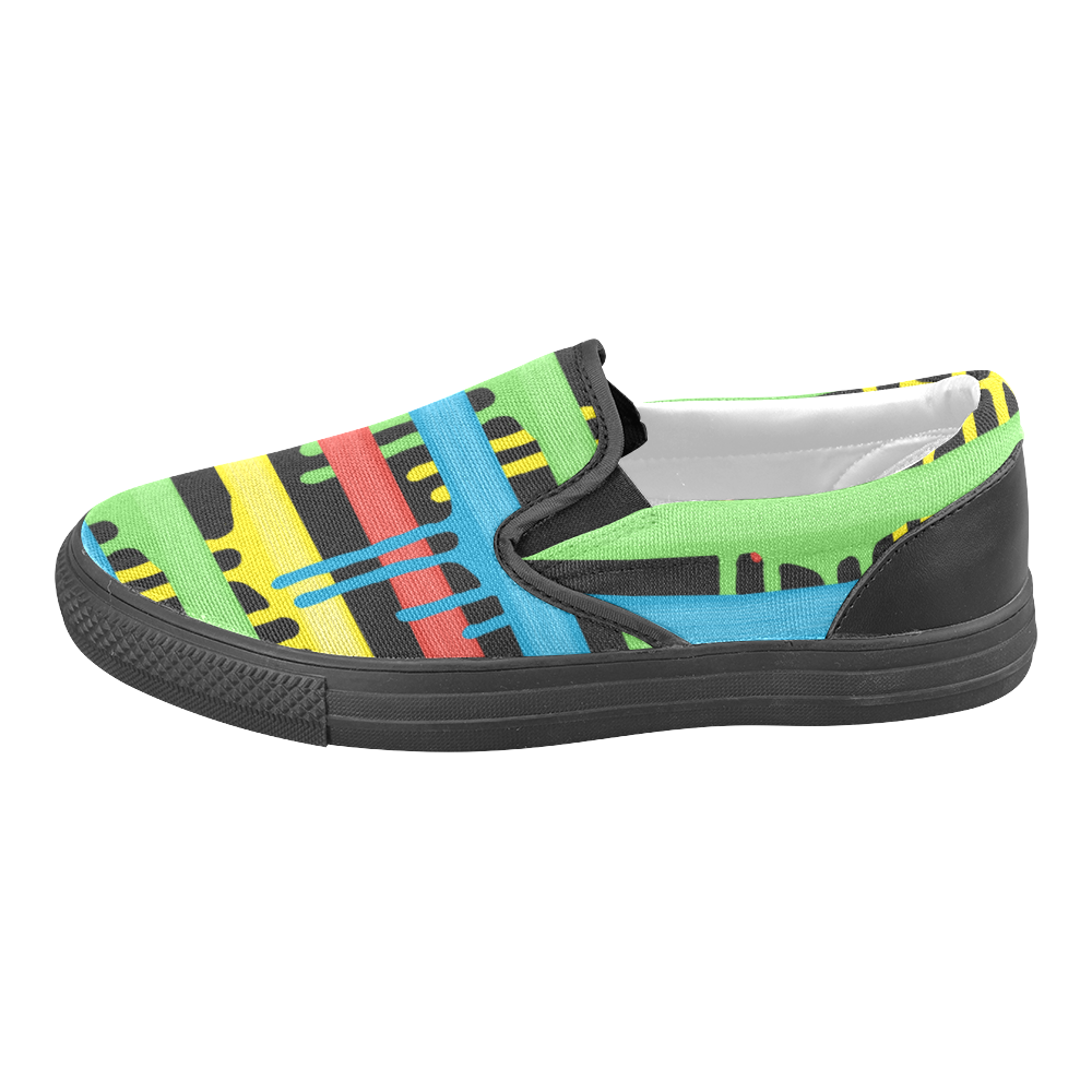 Colorful Rainbow Strokes of the Brush Men's Unusual Slip-on Canvas Shoes (Model 019)