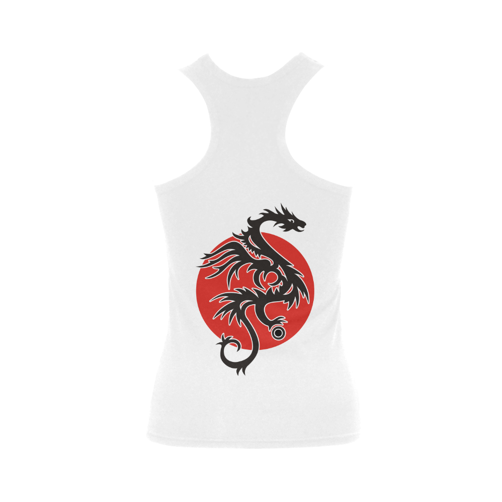Sun Dragon with Pearl - black Red White Women's Shoulder-Free Tank Top (Model T35)