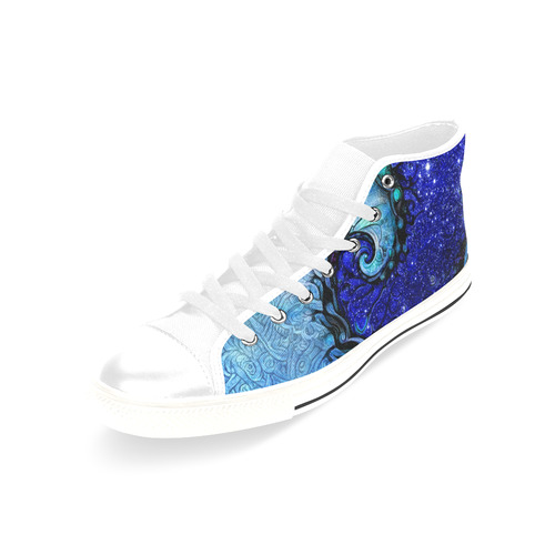 Scorpio Spiral White High Tops for Men -- Nocturne of Scorpio Fractal Astrology Men’s Classic High Top Canvas Shoes /Large Size (Model 017)