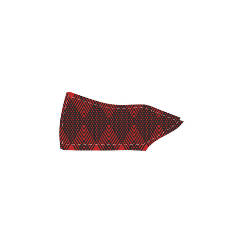 Red and black geometric  pattern,  with rombs. Men's Slip-on Canvas Shoes (Model 019)