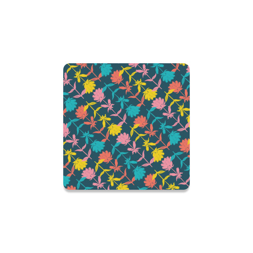 Colorful Floral Pattern Square Coaster