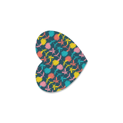 Colorful Floral Pattern Heart Coaster