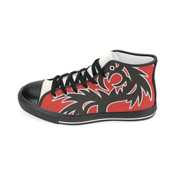 Sun Dragon with Pearl - black Red White Women's Classic High Top Canvas Shoes (Model 017)