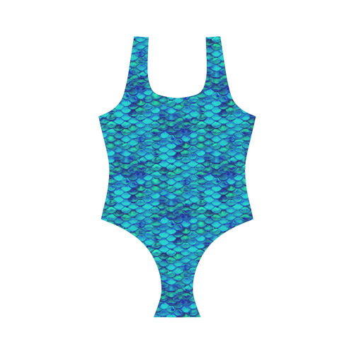 Green Mermaid Skin Pattern Vest One Piece Swimsuit (Model S04)