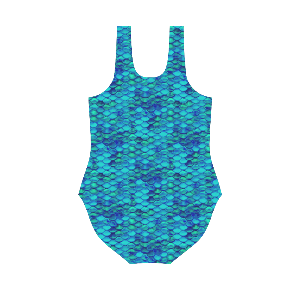 Green Mermaid Skin Pattern Vest One Piece Swimsuit (Model S04)