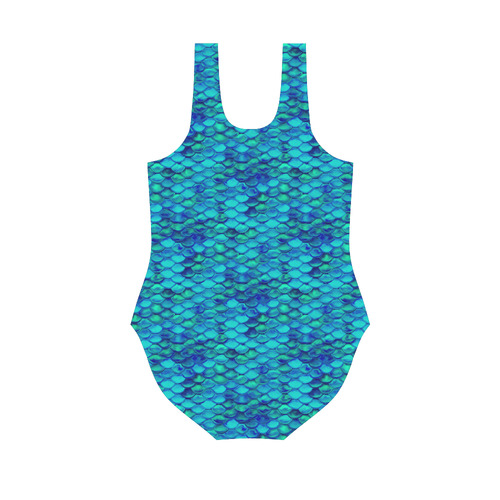 Green Mermaid Skin Pattern Vest One Piece Swimsuit (Model S04)