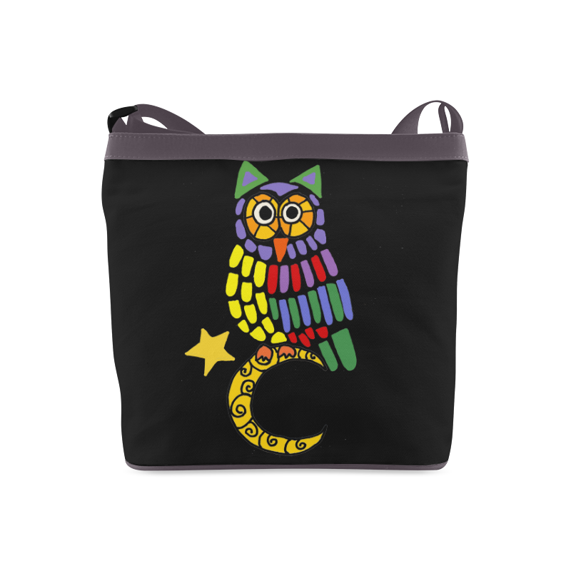Funny Funky Owl on Moon Art Crossbody Bags (Model 1613)