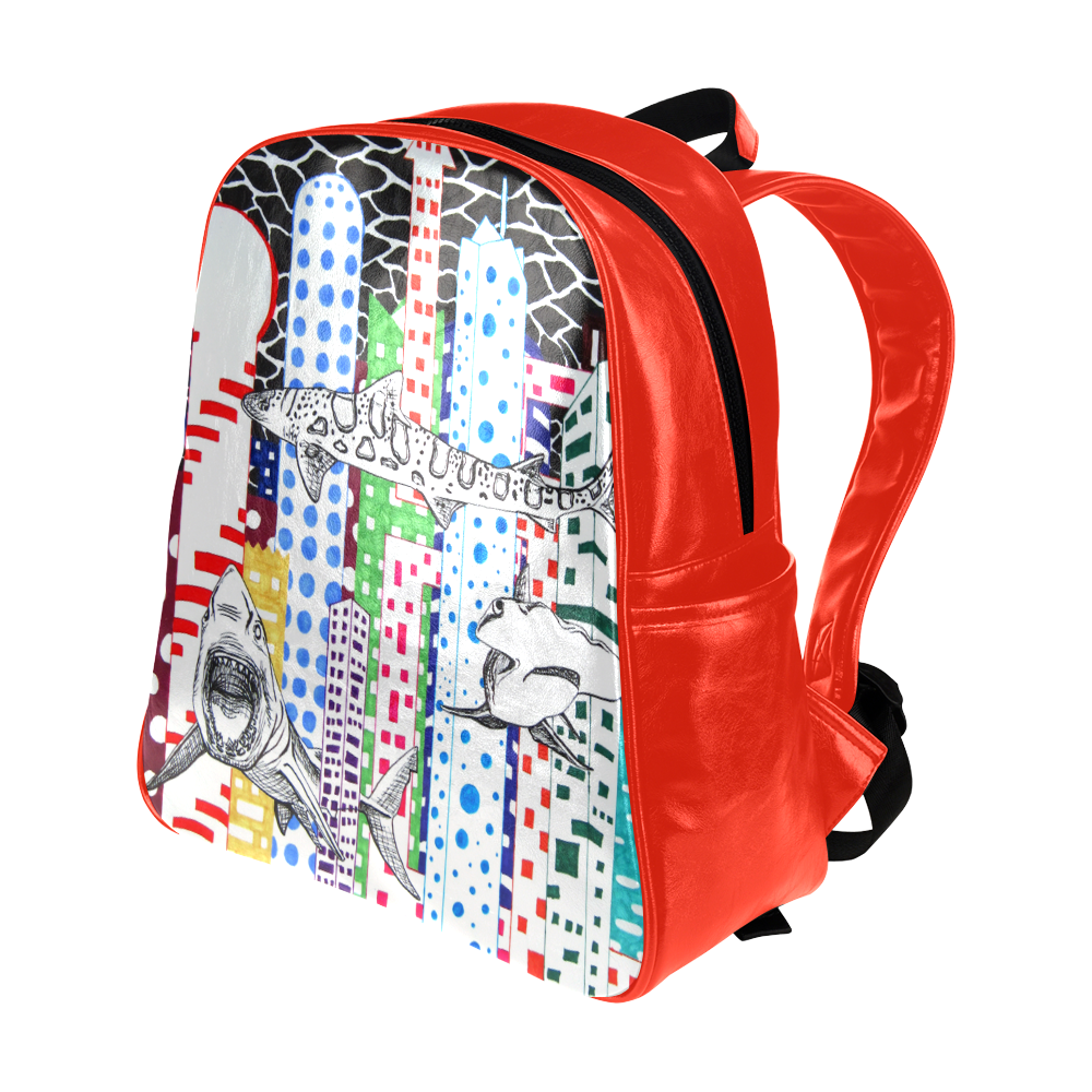 Sharknado side pocket backpack Multi-Pockets Backpack (Model 1636)