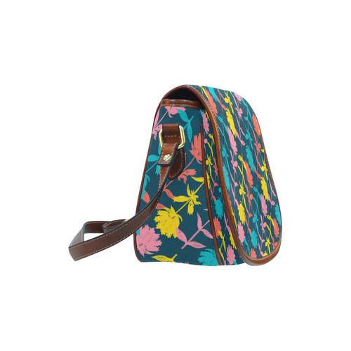 Colorful Floral Pattern Saddle Bag/Small (Model 1649) Full Customization