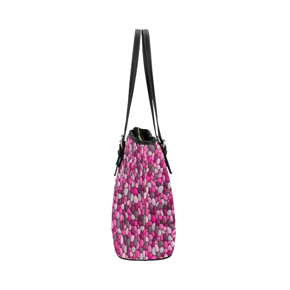 Pink Abstract Pebbles Mosaic by ArtformDesigns Leather Tote Bag/Small (Model 1651)