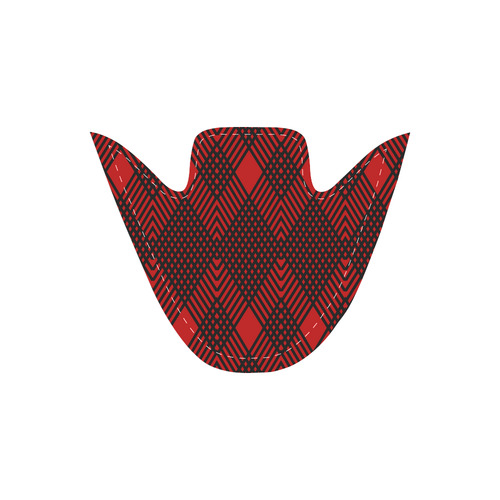 Red and black geometric  pattern,  with rombs. Women's Unusual Slip-on Canvas Shoes (Model 019)