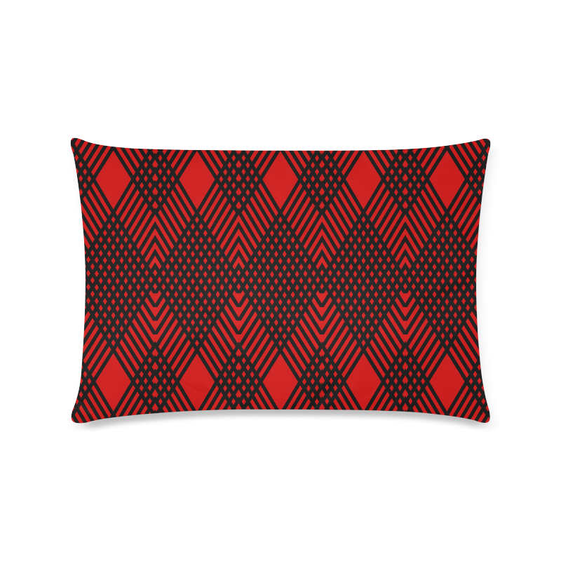 Red and black geometric  pattern,  with rombs. Custom Rectangle Pillow Case 16"x24" (one side)
