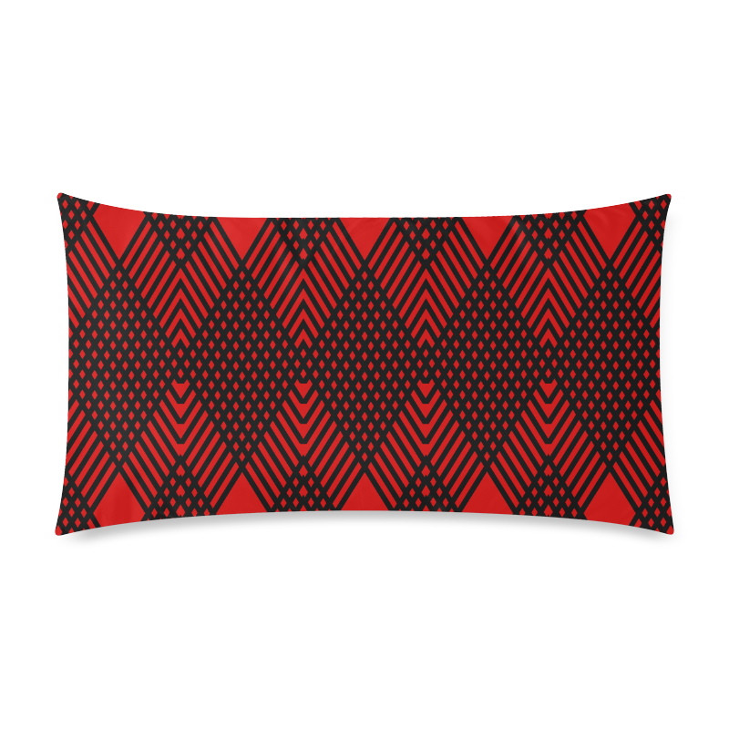 Red and black geometric  pattern,  with rombs. Rectangle Pillow Case 20"x36"(Twin Sides)