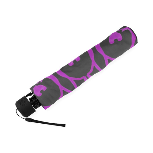 purple dream mandala black umbrella Foldable Umbrella (Model U01)